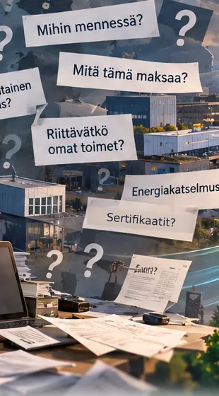 Seinällä lappuja, joissa kysytään mitä pitää tehdä, mihin mennessä, kuka auttaa ja mitä tämä maksaa.